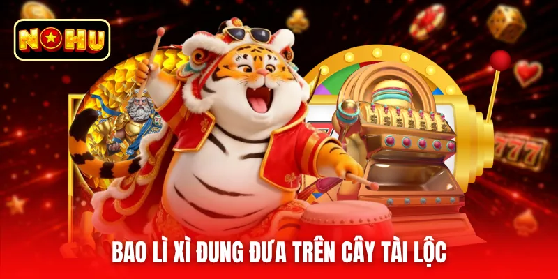 Bao lì xì đung đưa trên cây tài lộc